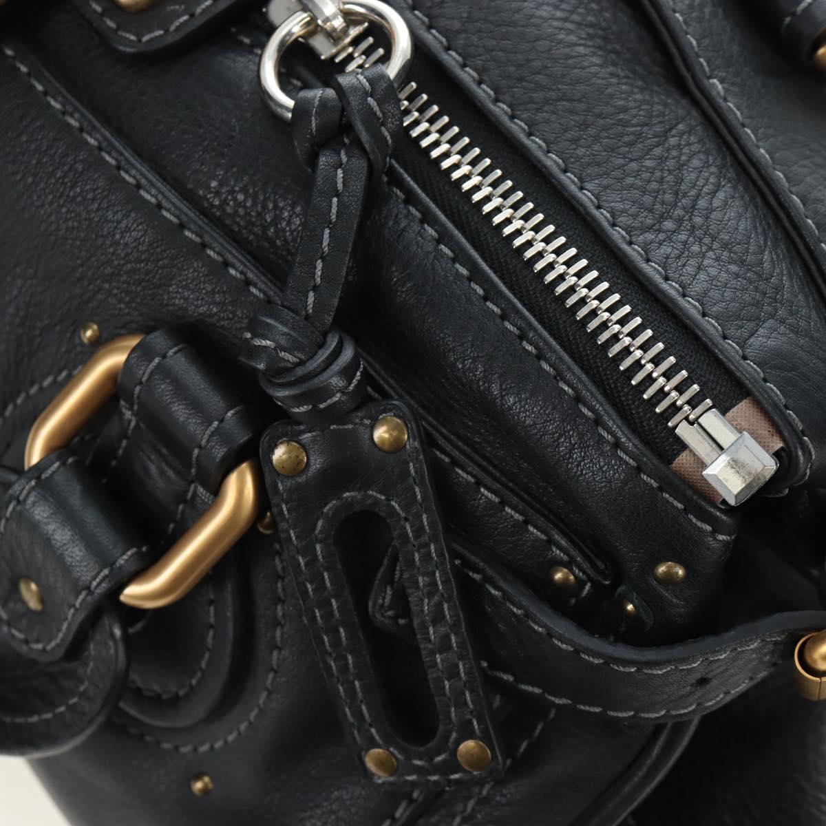 Chloe Paddington Hand Bag Leather Black Gold Tone Auth 196199V