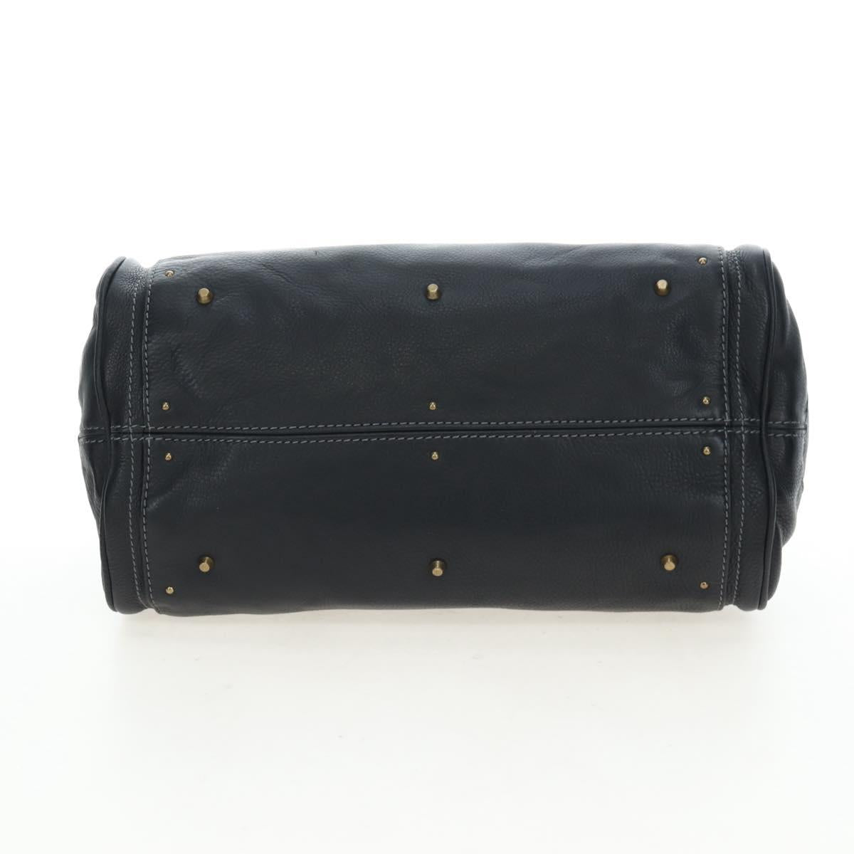 Chloe Paddington Hand Bag Leather Black Gold Tone Auth 196199V