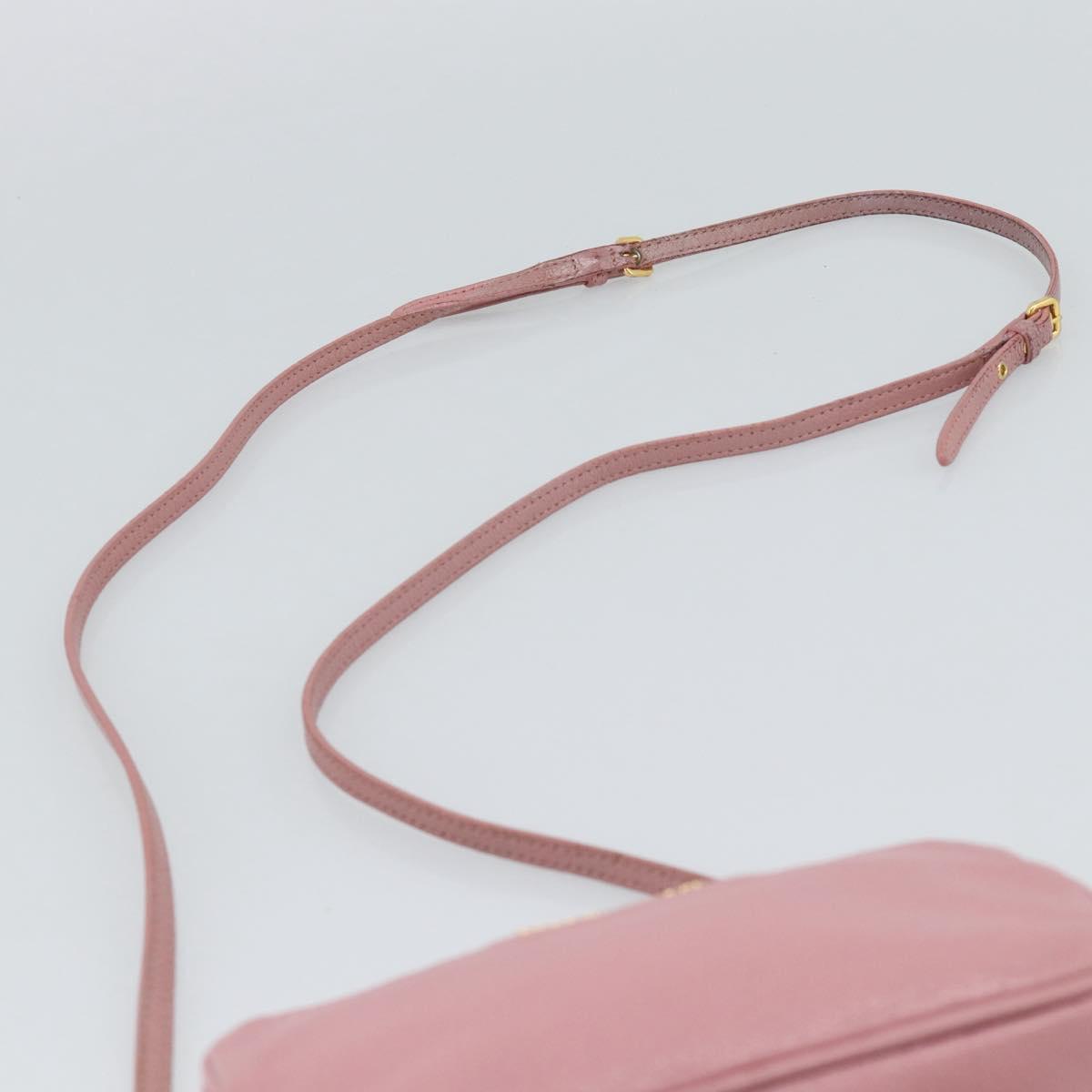 Miu Miu Shoulder Bag Leather Pink Gold Tone Auth 196211