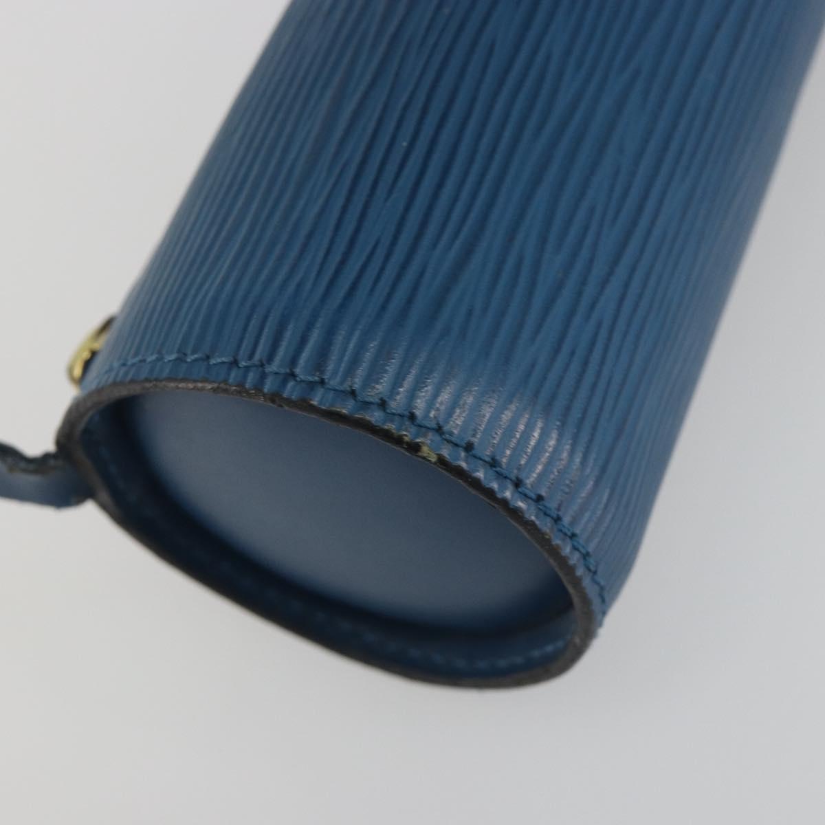 LOUIS VUITTON Epi Soufflot Pouch Blue LV Auth 196216