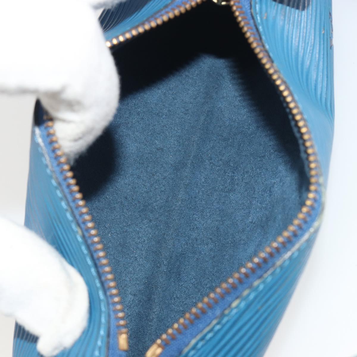 LOUIS VUITTON Epi Soufflot Pouch Blue LV Auth 196216