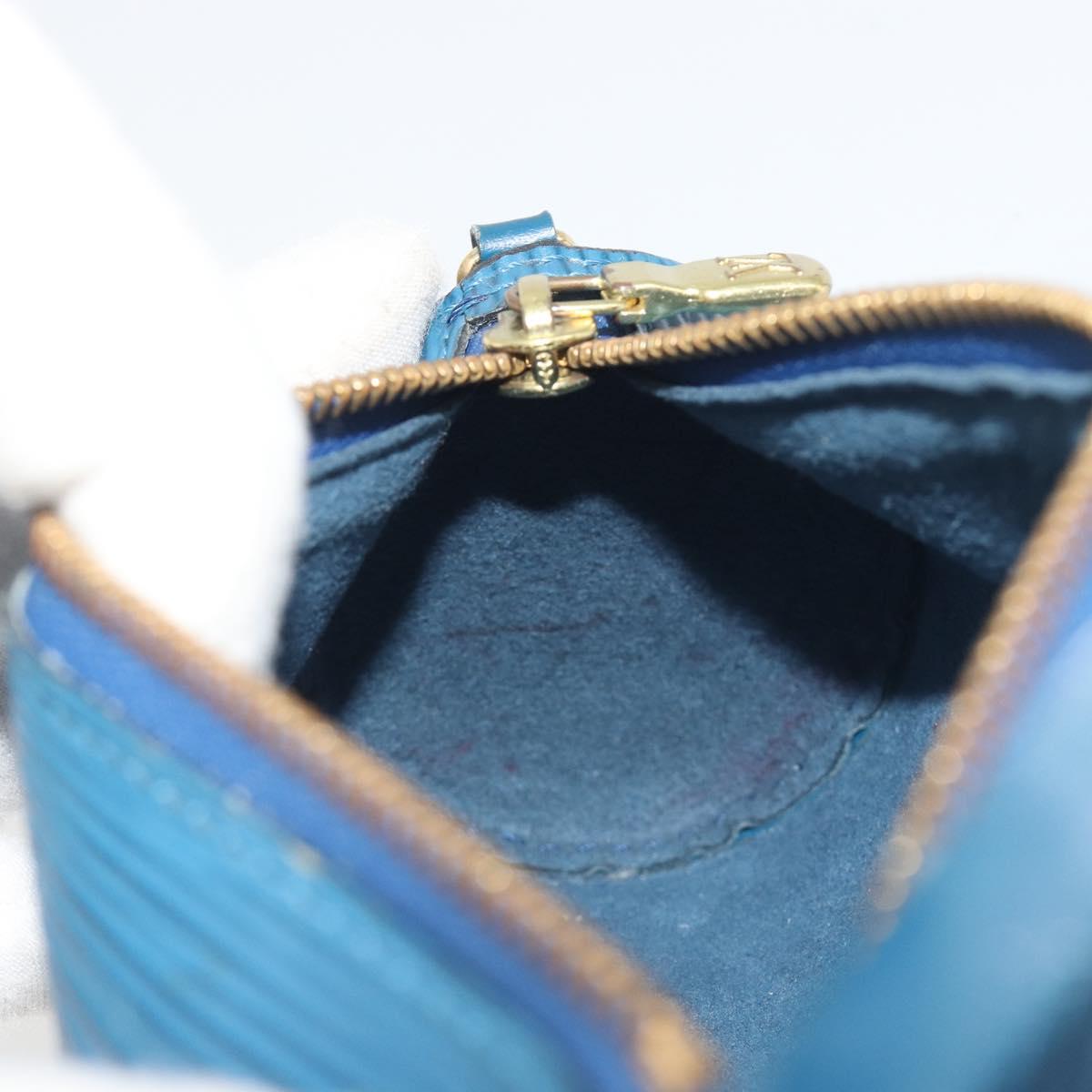 LOUIS VUITTON Epi Soufflot Pouch Blue LV Auth 196216