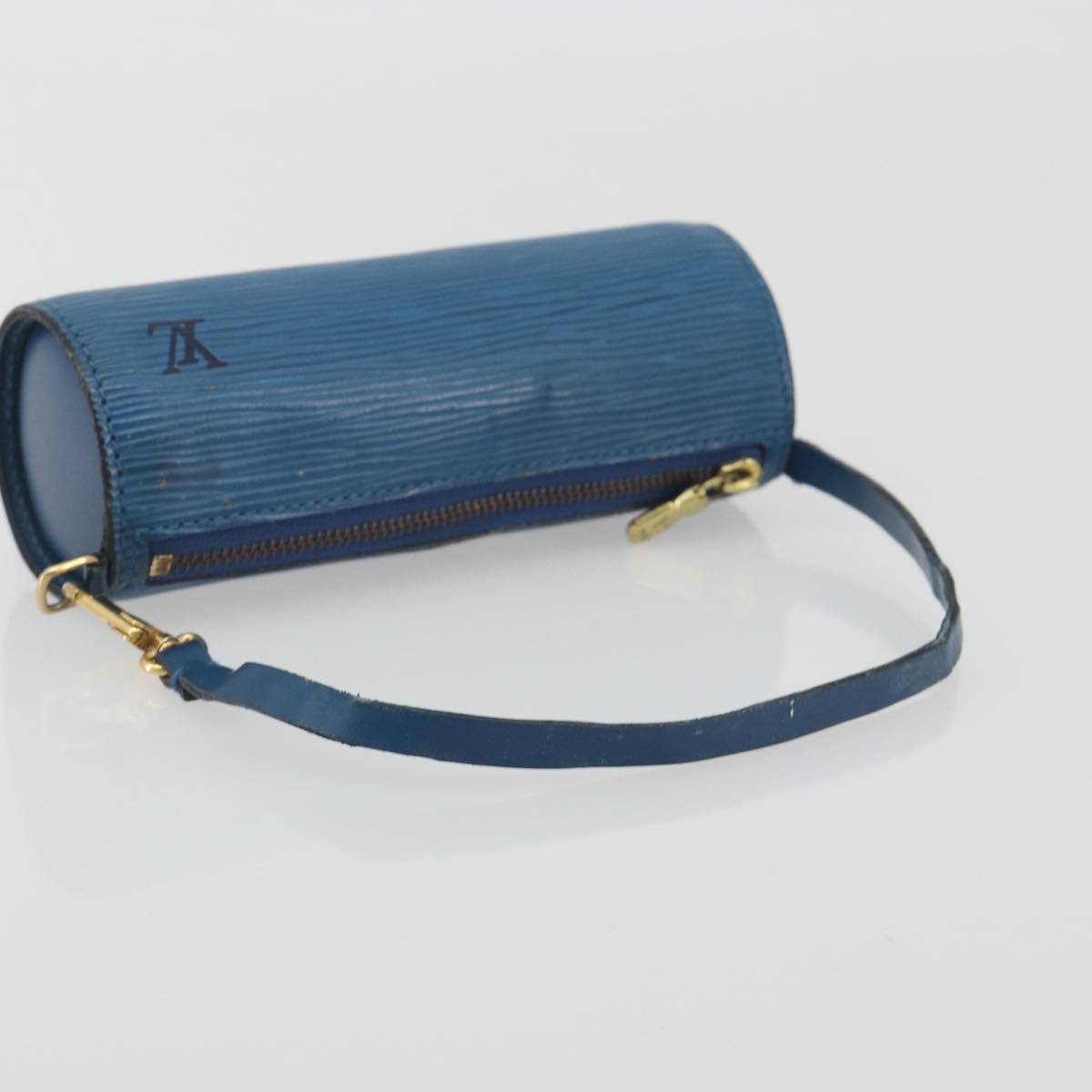 LOUIS VUITTON Epi Soufflot Pouch Blue LV Auth 196216