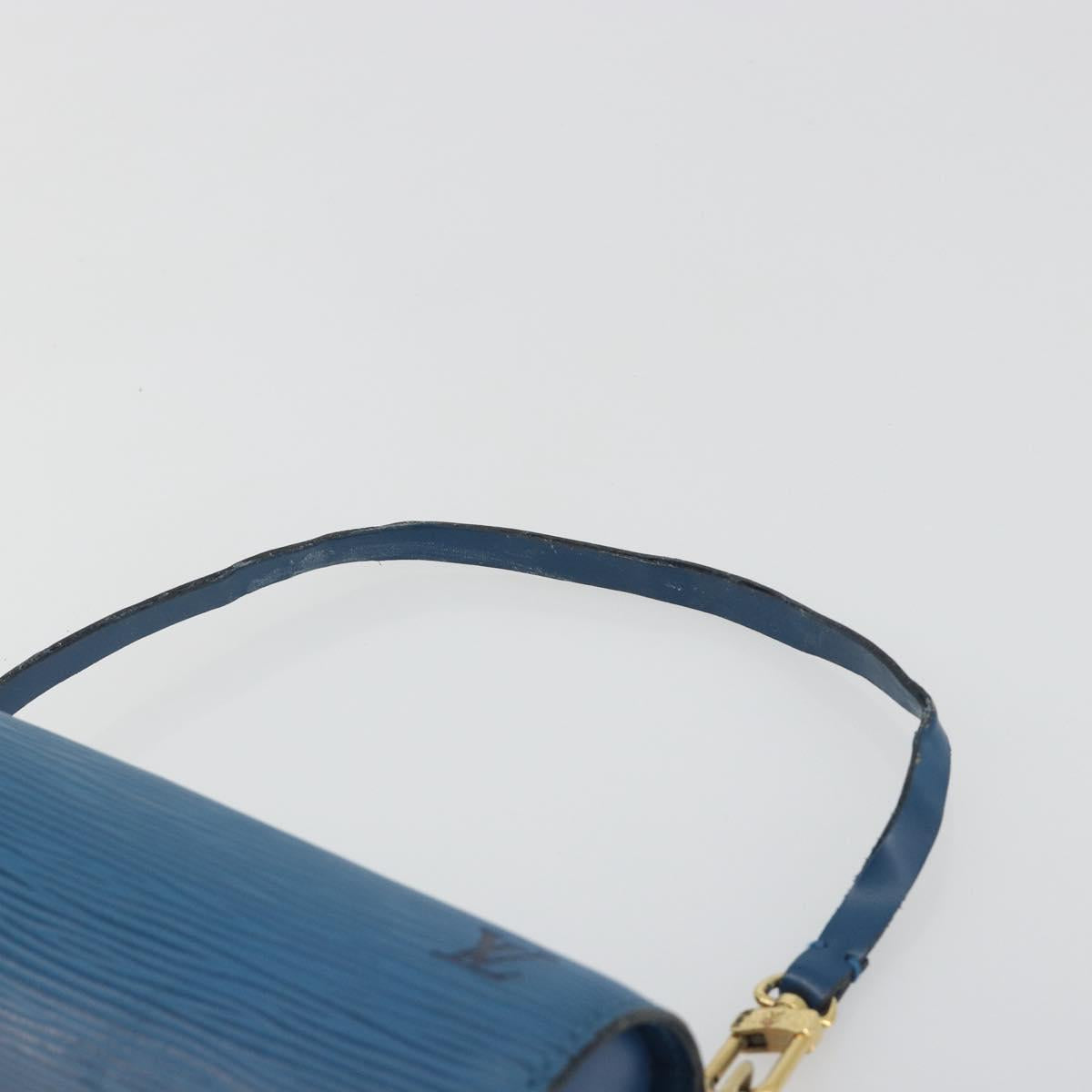 LOUIS VUITTON Epi Soufflot Pouch Blue LV Auth 196216