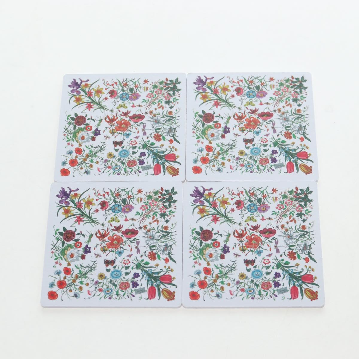 GUCCI Flora Coaster Set White Auth 196229M
