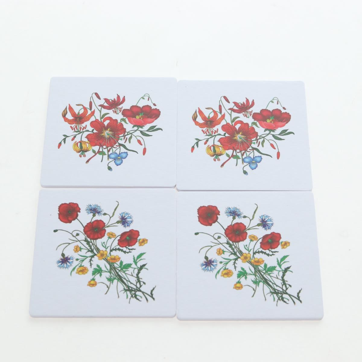 GUCCI Flora Coaster Set White Auth 196229M