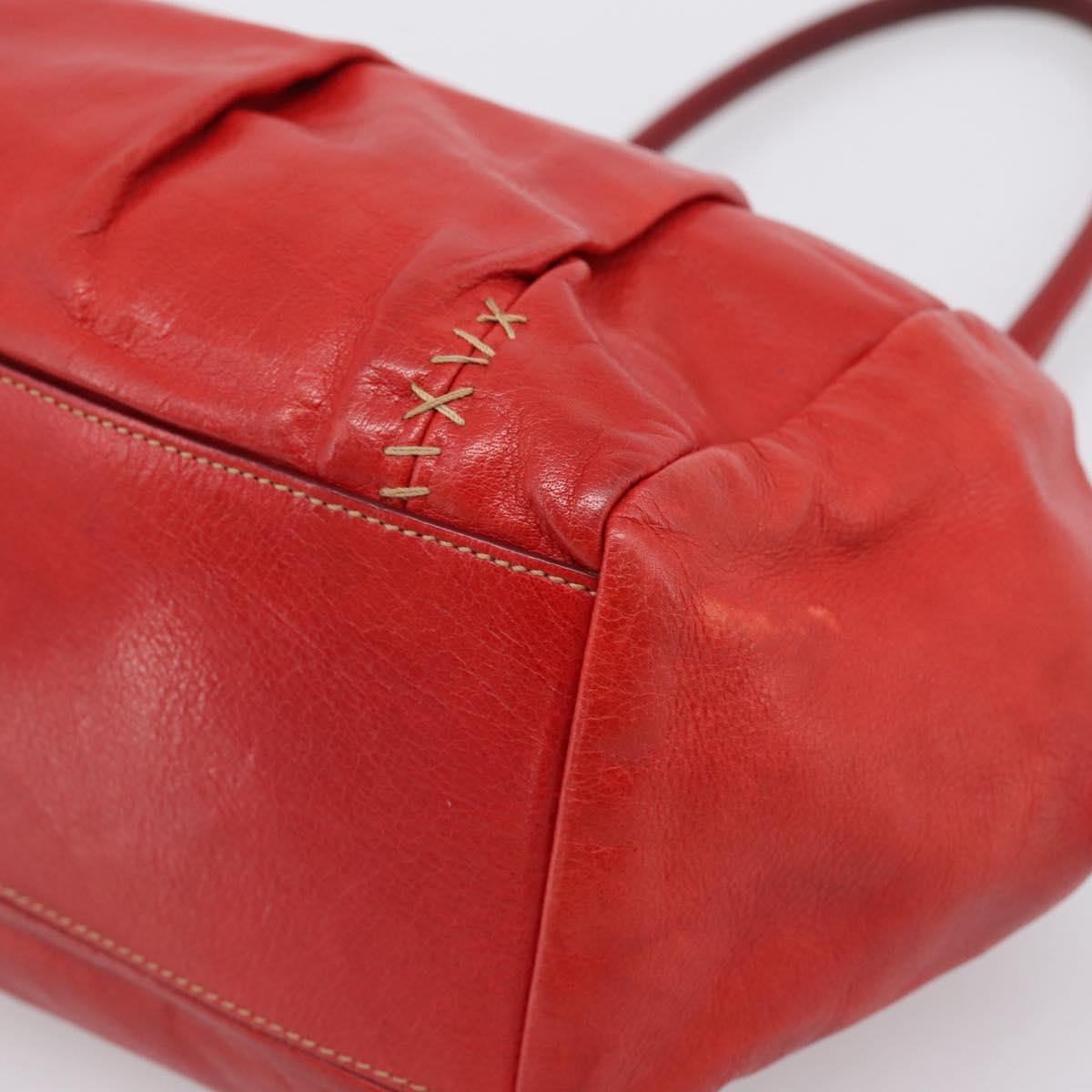 Miu Miu Hand Bag Leather Red Silver Auth 196237A