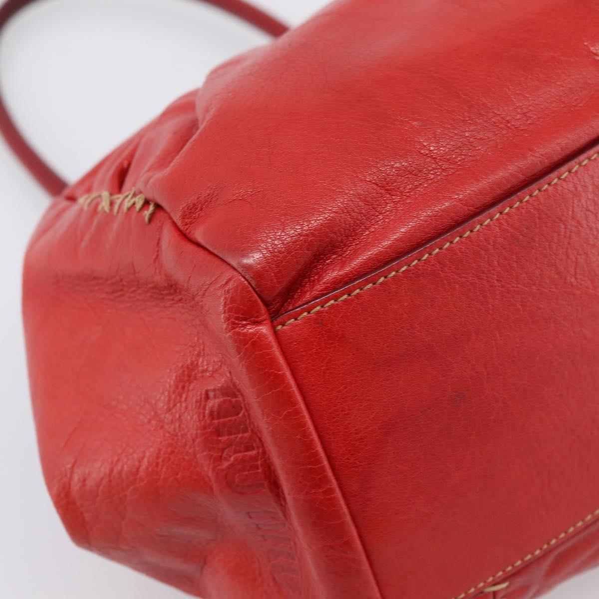 Miu Miu Hand Bag Leather Red Silver Auth 196237A