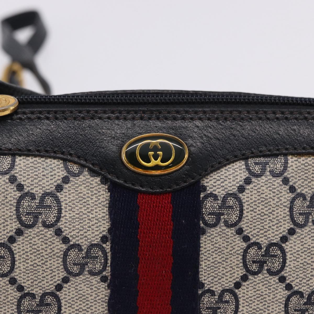 GUCCI GG Supreme Sherry Line Shoulder Bag PVC Navy Gold 89 02 018 Auth 196238