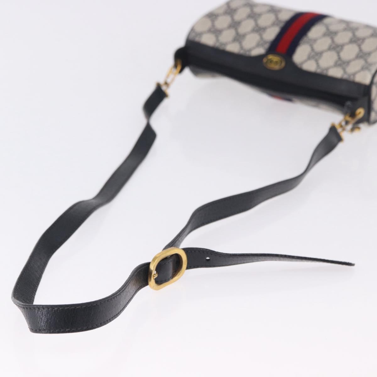 GUCCI GG Supreme Sherry Line Shoulder Bag PVC Navy Gold 89 02 018 Auth 196238
