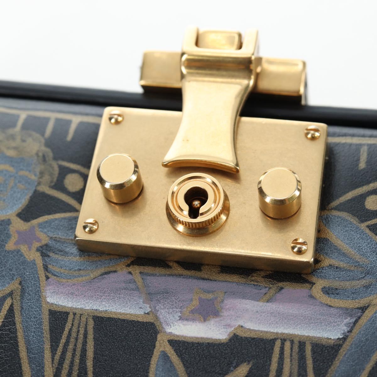 Christian Dior Lockbox Zodiac Bag Leather 2017 limited Black Gold Auth 196246M