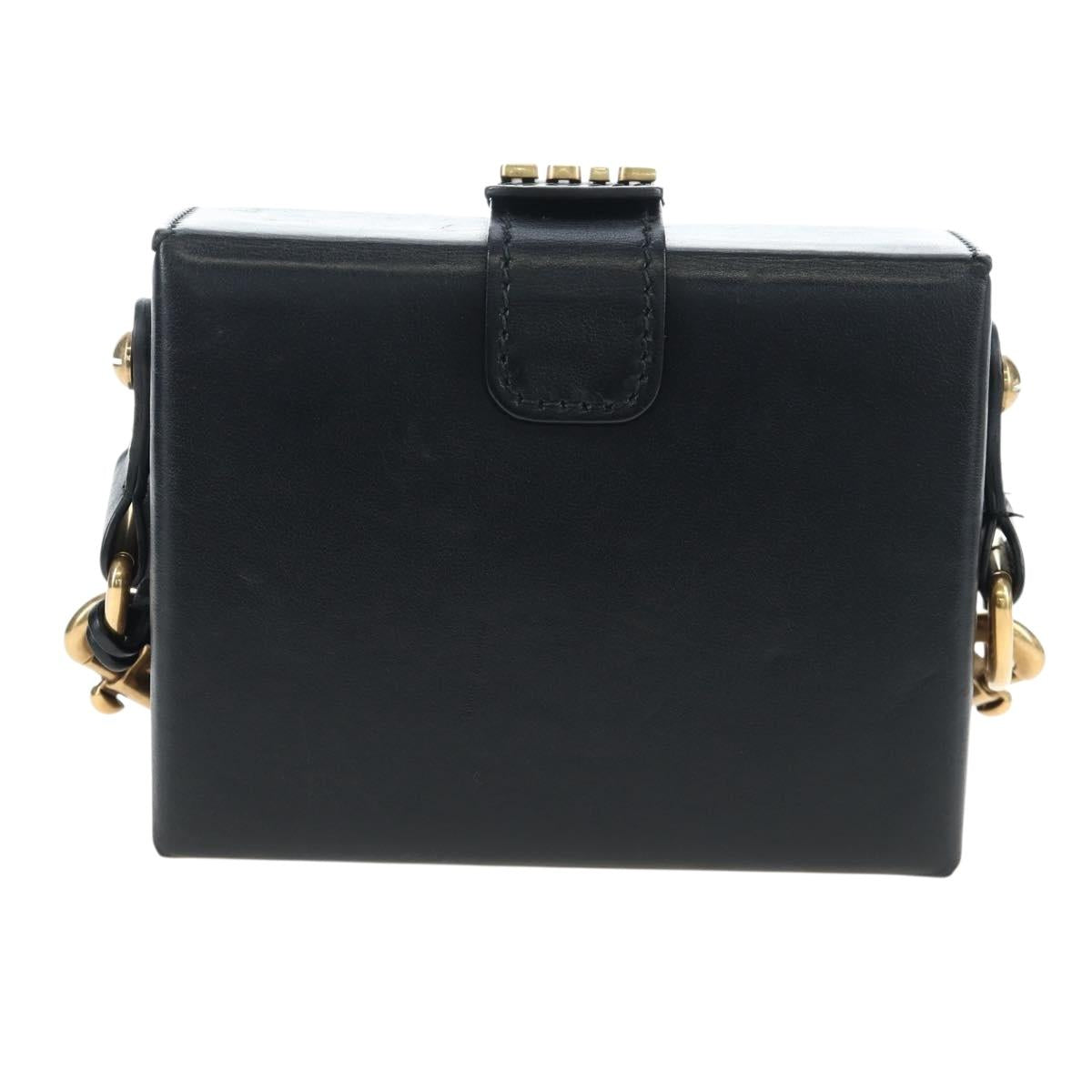 Christian Dior Lockbox Zodiac Bag Leather 2017 limited Black Gold Auth 196246M
