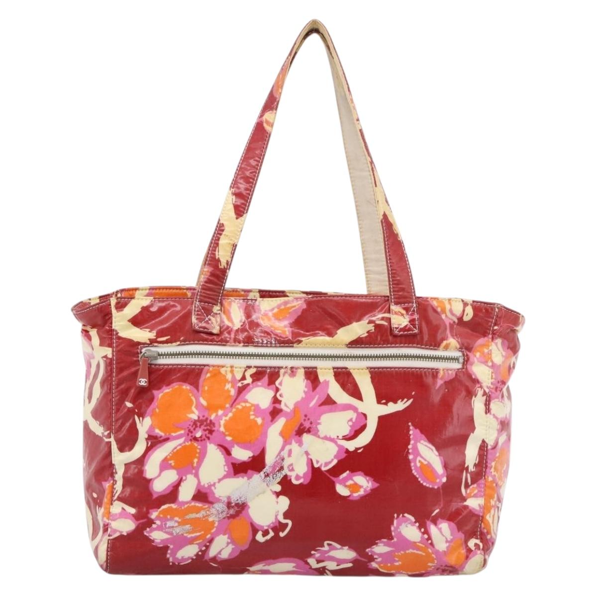 CHANEL High Summer Tote Bag PVC Canvas Red CC Auth 196247