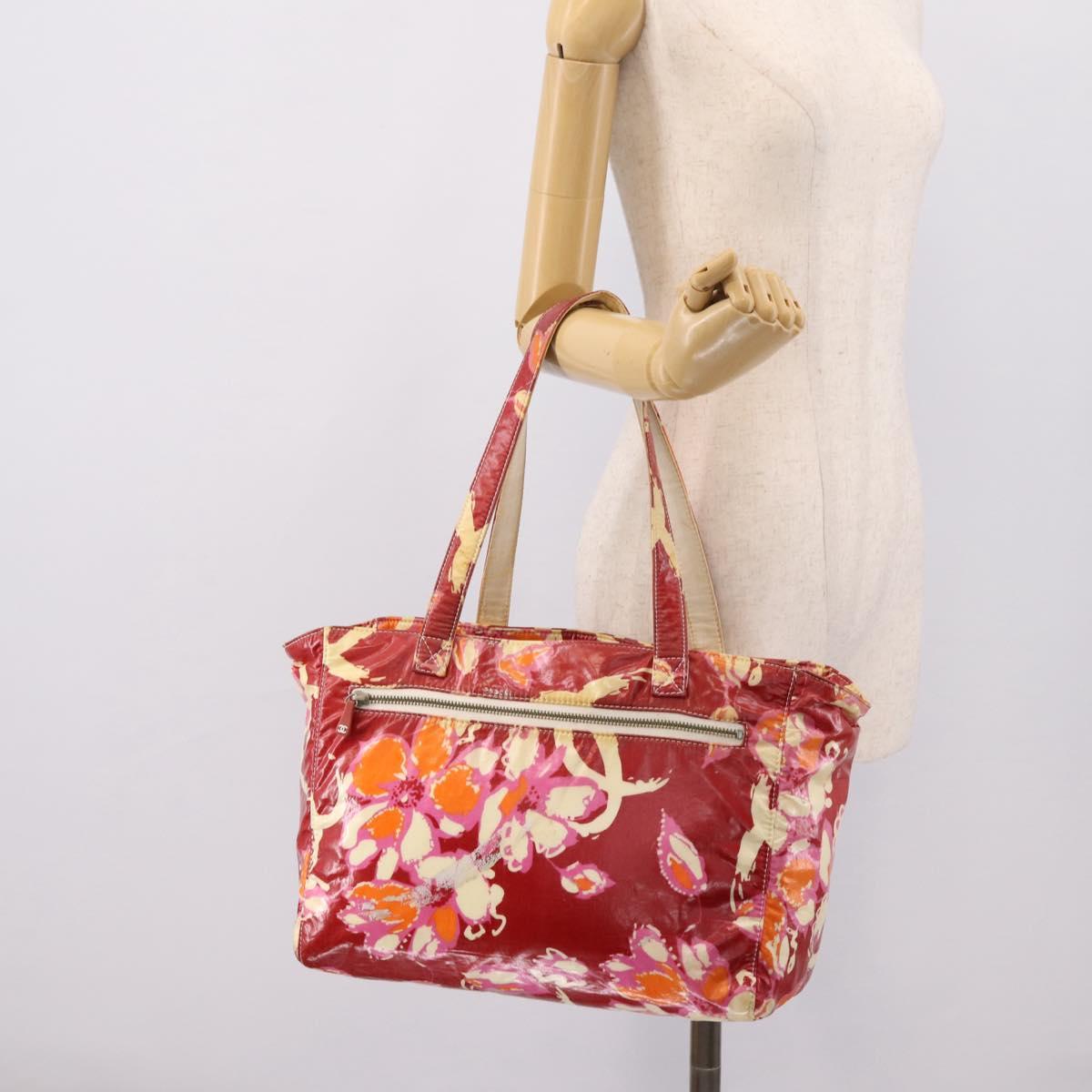 CHANEL High Summer Tote Bag PVC Canvas Red CC Auth 196247