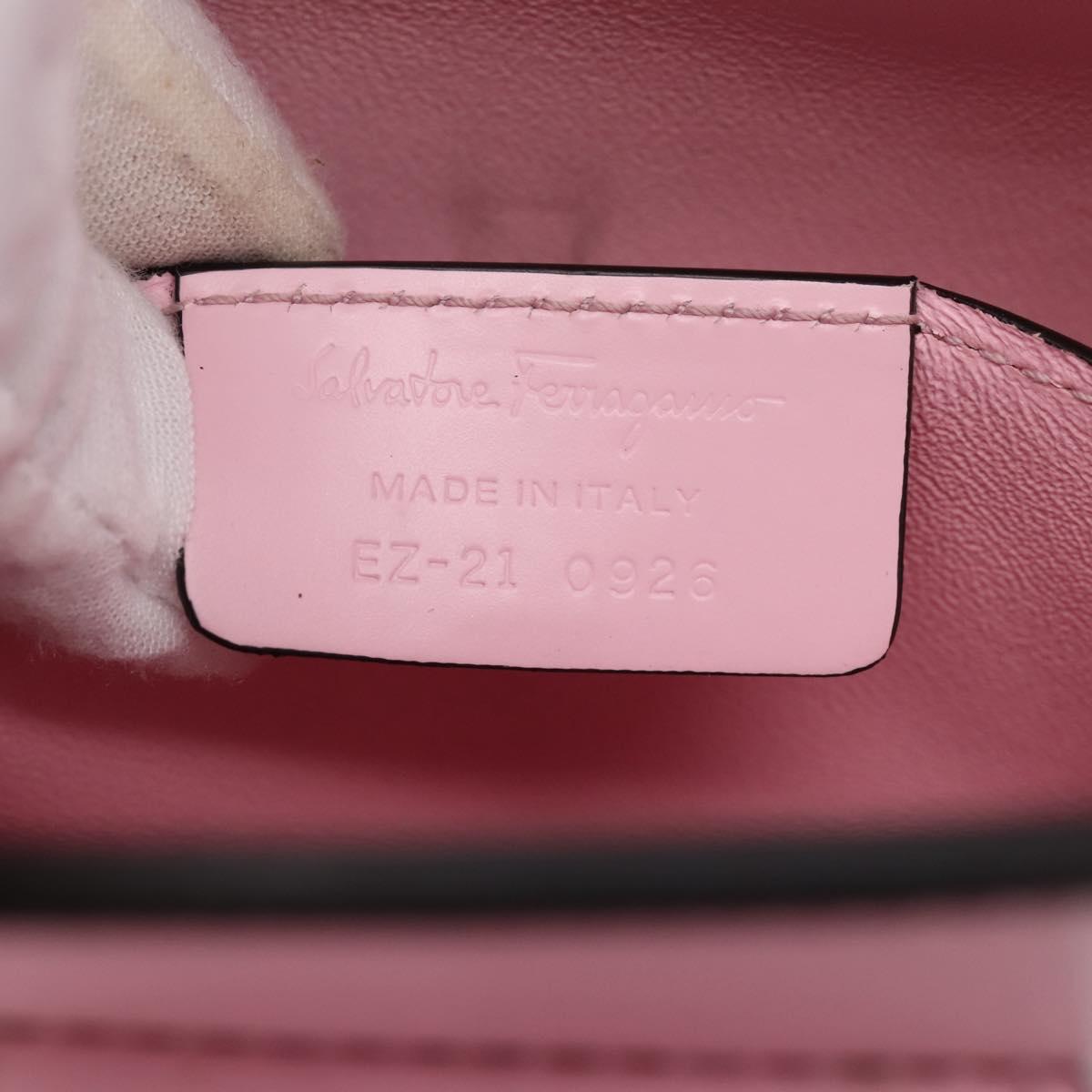 Salvatore Ferragamo Gancini Shoulder Bag Leather Pink Silver Auth 196250