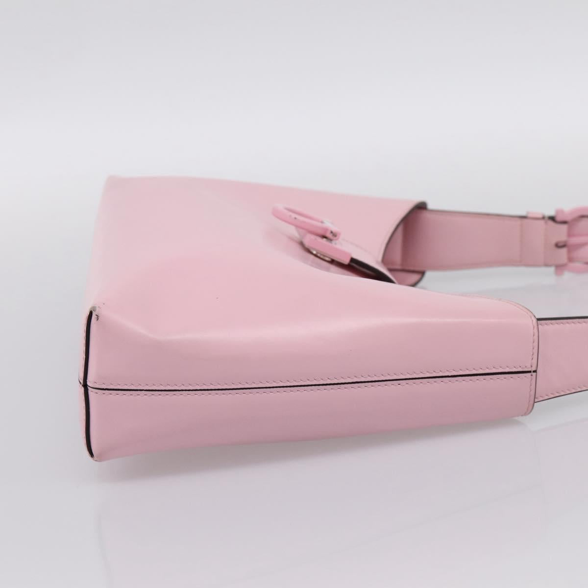 Salvatore Ferragamo Gancini Shoulder Bag Leather Pink Silver Auth 196250