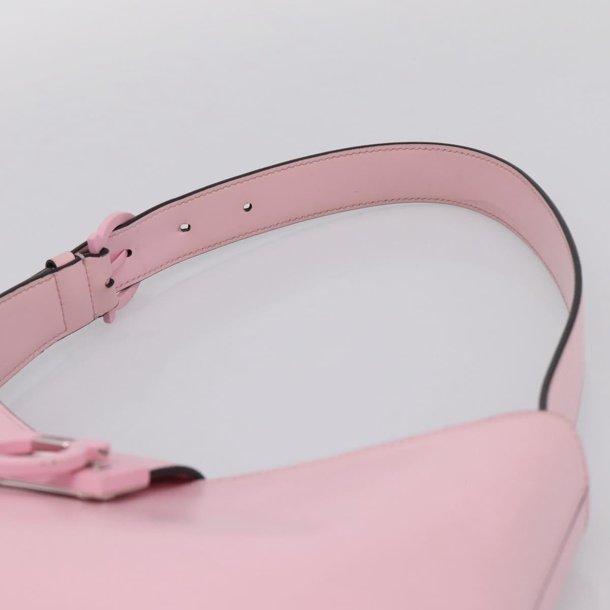 Salvatore Ferragamo Gancini Shoulder Bag Leather Pink Silver Auth 196250
