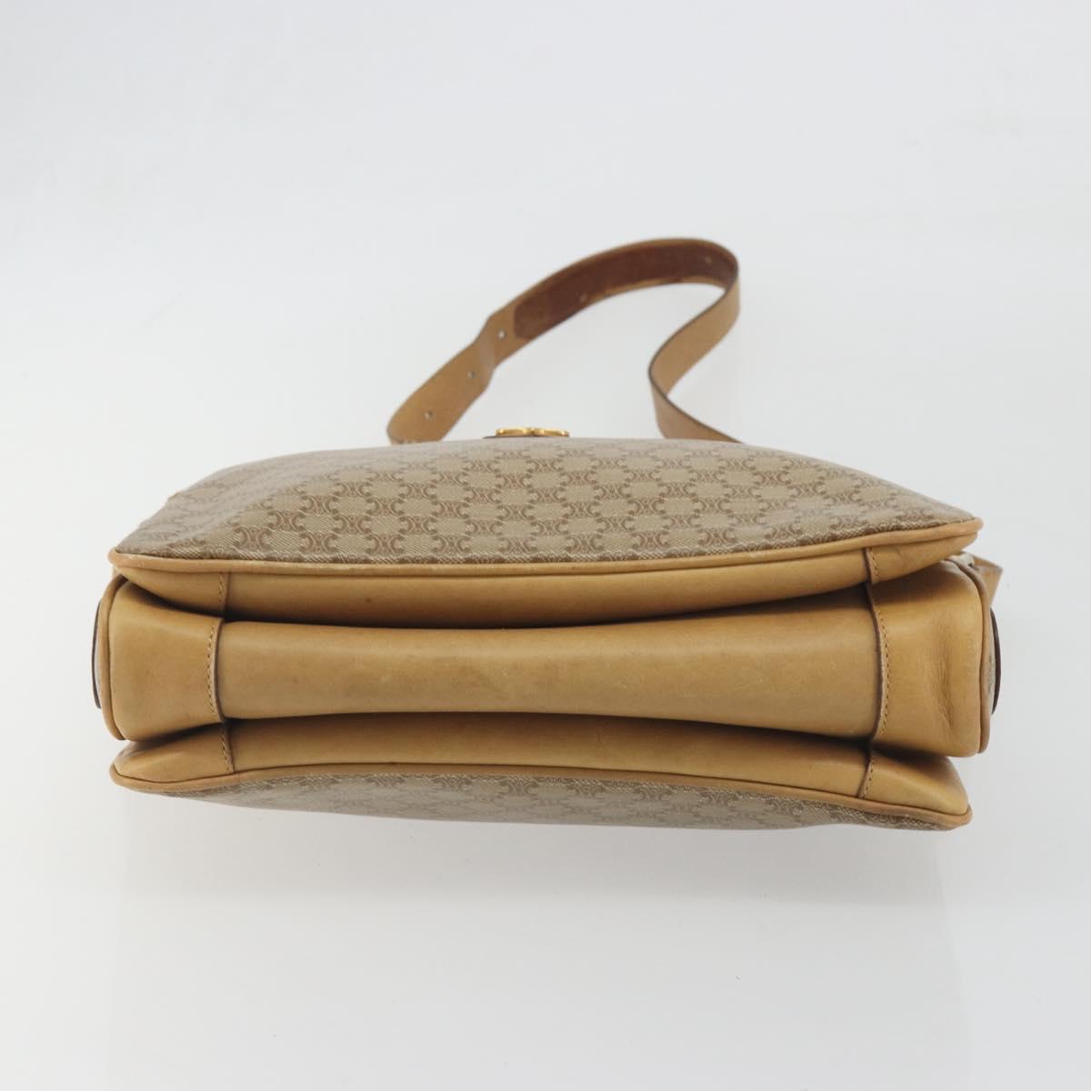 CELINE Macadam Canvas Shoulder Bag PVC Beige Gold Auth 196251