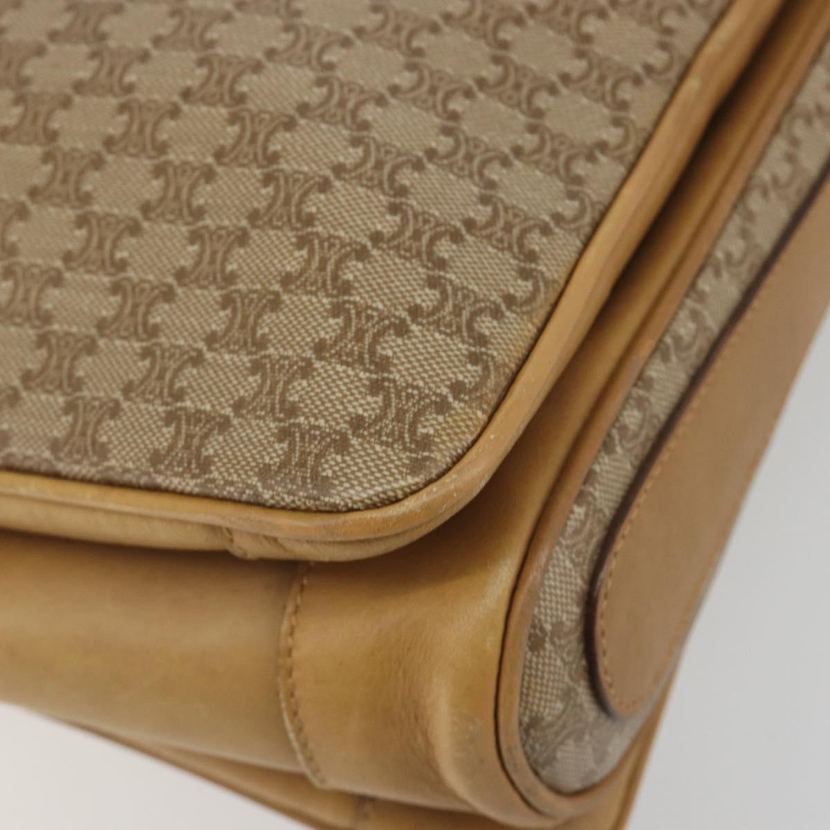 CELINE Macadam Canvas Shoulder Bag PVC Beige Gold Auth 196251