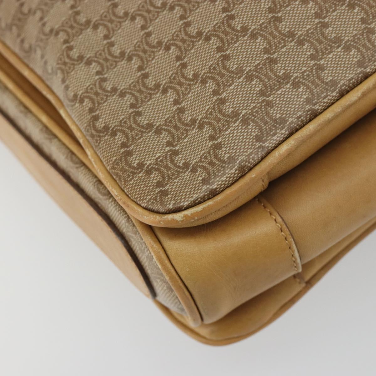 CELINE Macadam Canvas Shoulder Bag PVC Beige Gold Auth 196251