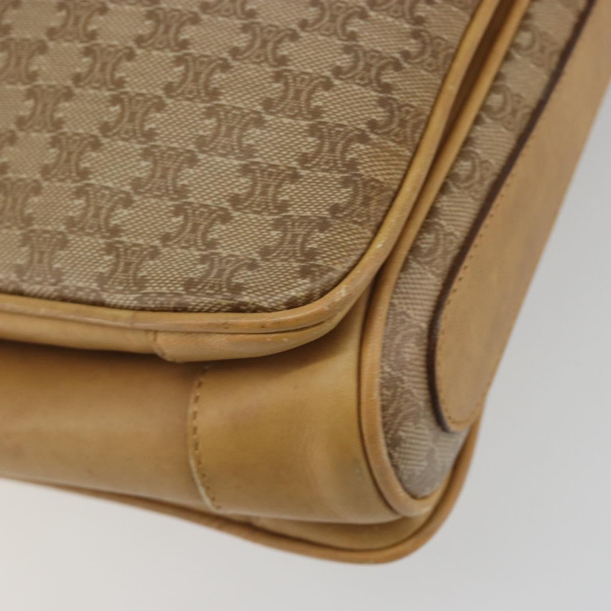 CELINE Macadam Canvas Shoulder Bag PVC Beige Gold Auth 196251