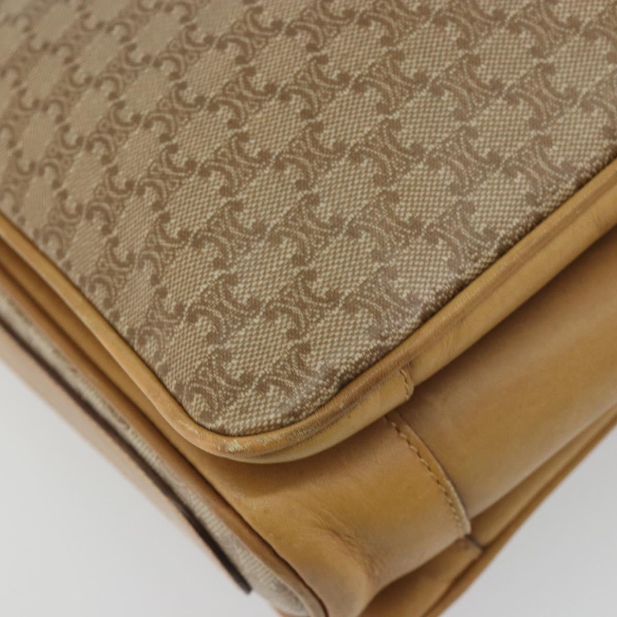 CELINE Macadam Canvas Shoulder Bag PVC Beige Gold Auth 196251