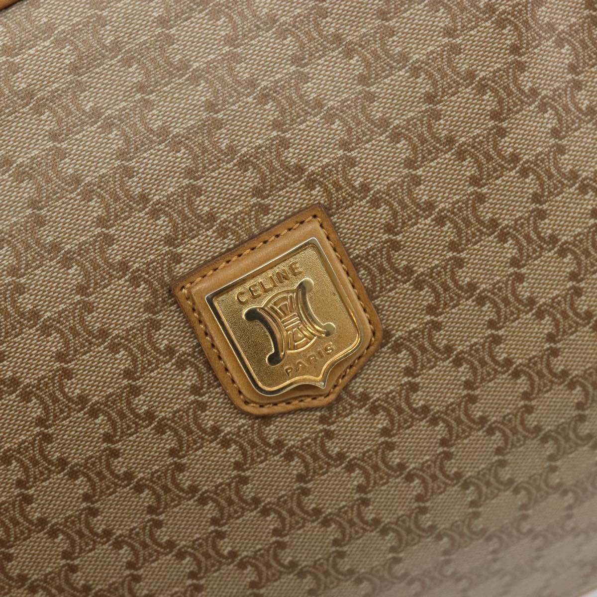 CELINE Macadam Canvas Shoulder Bag PVC Beige Gold Auth 196251