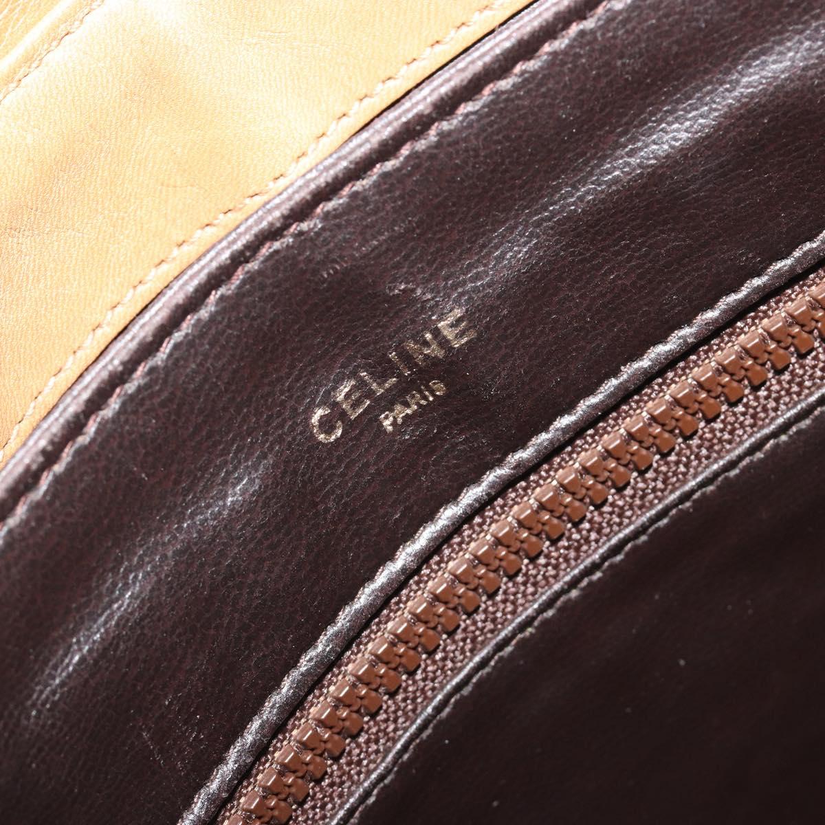 CELINE Macadam Canvas Shoulder Bag PVC Beige Gold Auth 196251