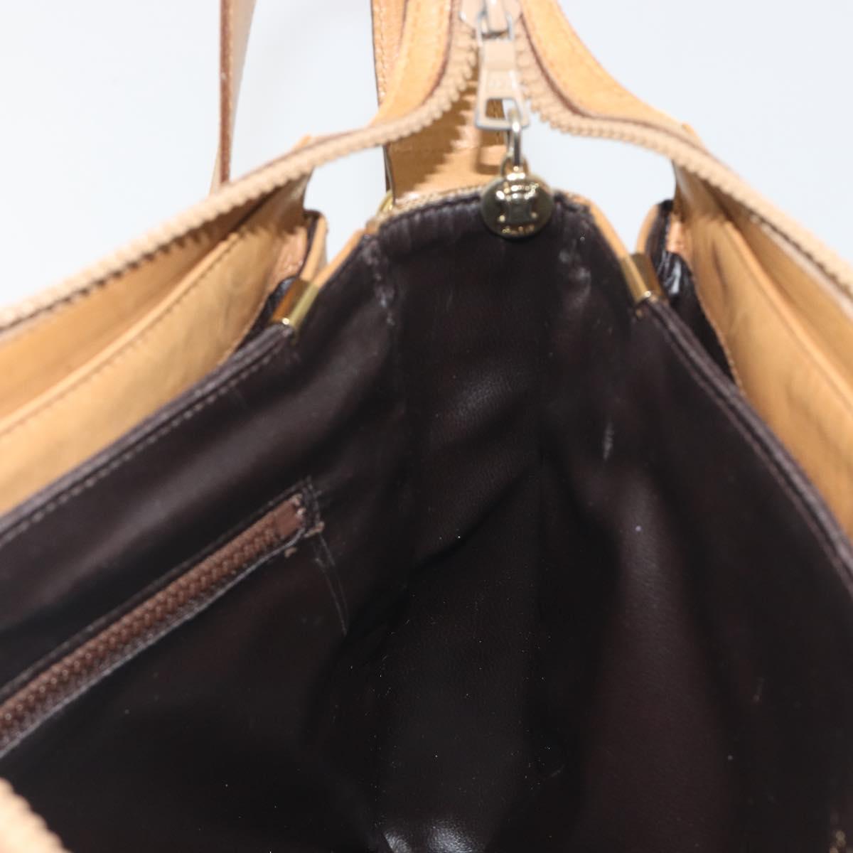 CELINE Macadam Canvas Shoulder Bag PVC Beige Gold Auth 196251