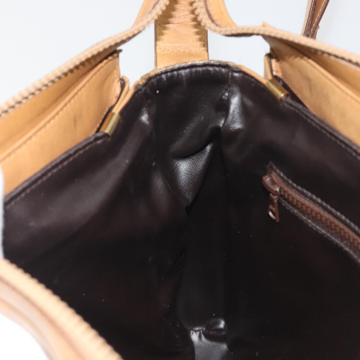 CELINE Macadam Canvas Shoulder Bag PVC Beige Gold Auth 196251