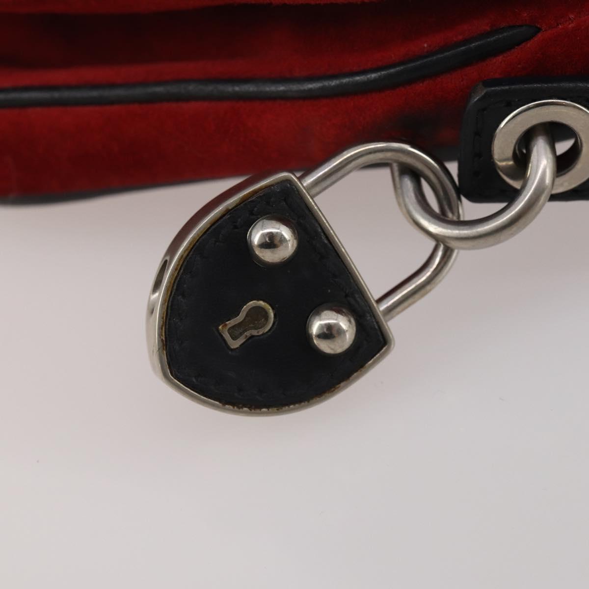 Miu Miu Shoulder Bag Suede Leather Red Black Auth 196252A