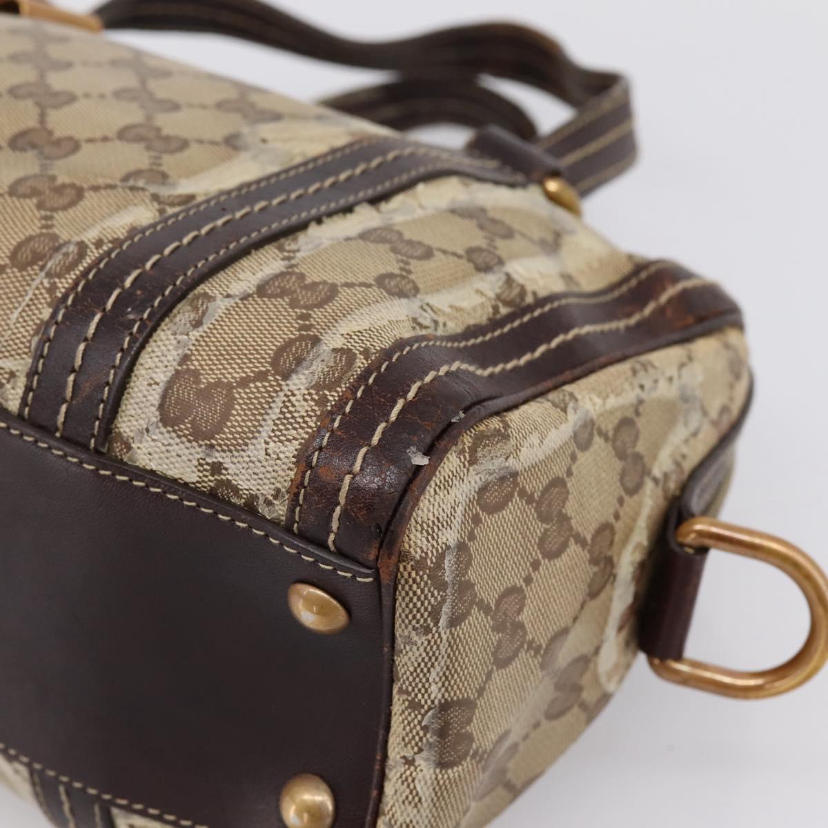 GUCCI GG Crystal Hand Bag Coated Canvas Beige Gold 181487 Auth 196257