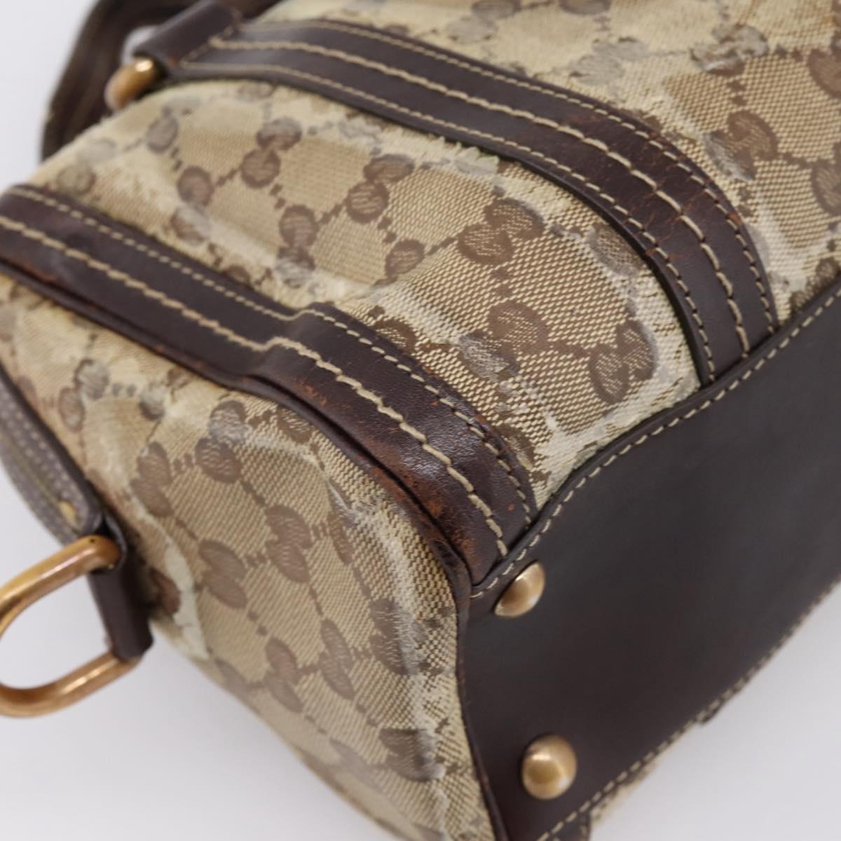 GUCCI GG Crystal Hand Bag Coated Canvas Beige Gold 181487 Auth 196257