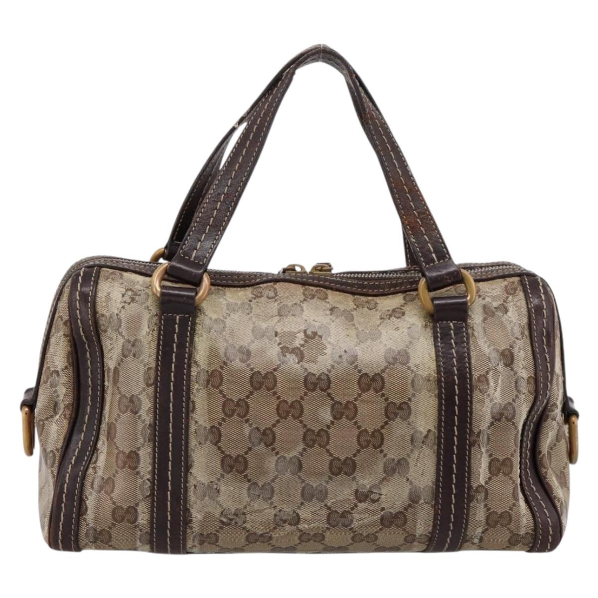 GUCCI GG Crystal Hand Bag Coated Canvas Beige Gold 181487 Auth 196257