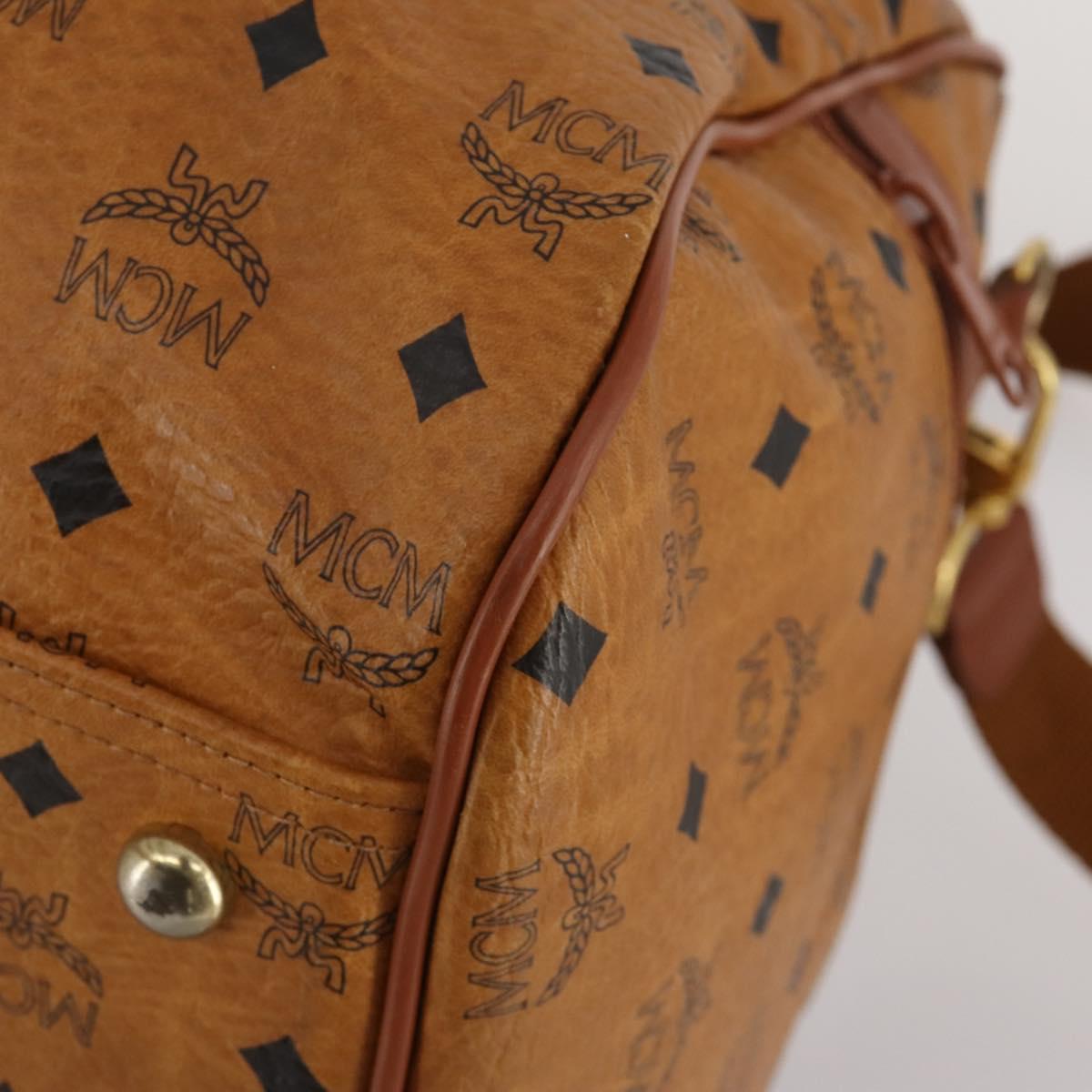 MCM Logogram Vicetos Mini Boston Bag PVC Leather 2way Brown Gold Auth 196266A