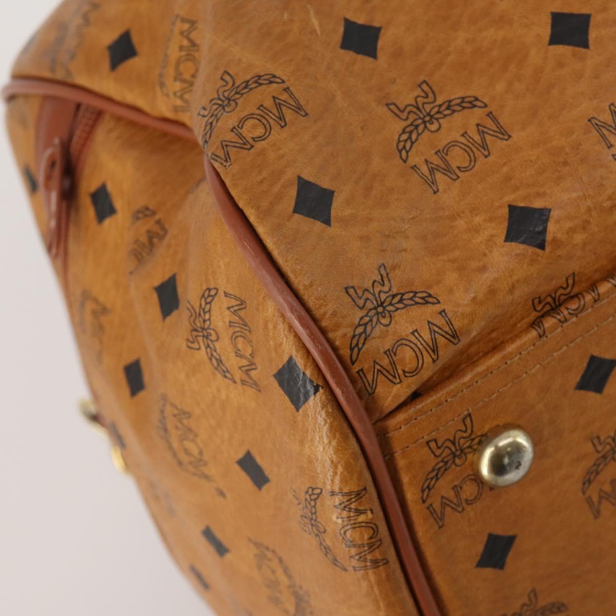 MCM Logogram Vicetos Mini Boston Bag PVC Leather 2way Brown Gold Auth 196266A