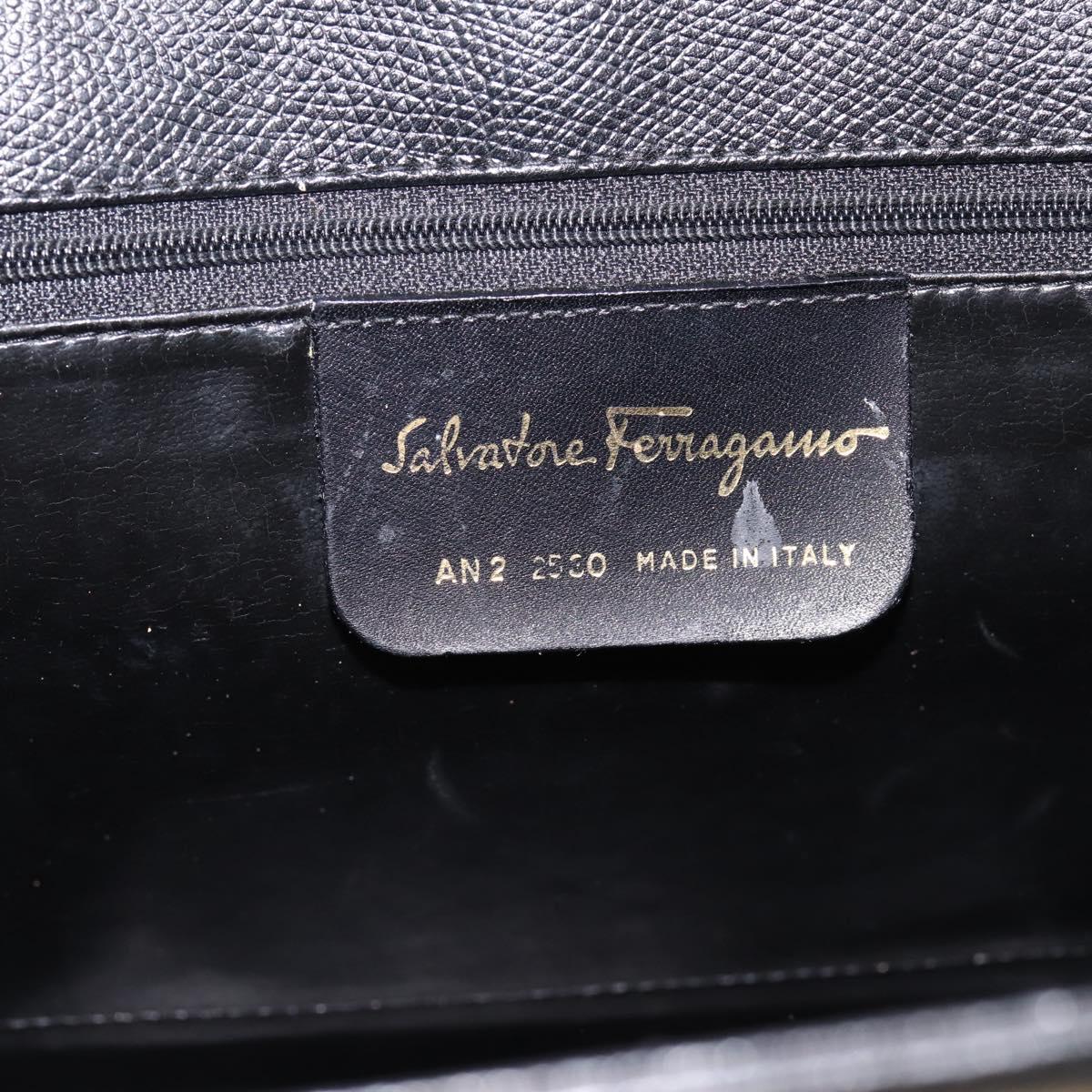 Salvatore Ferragamo Vala Tote Bag Leather Black Gold Auth 196268