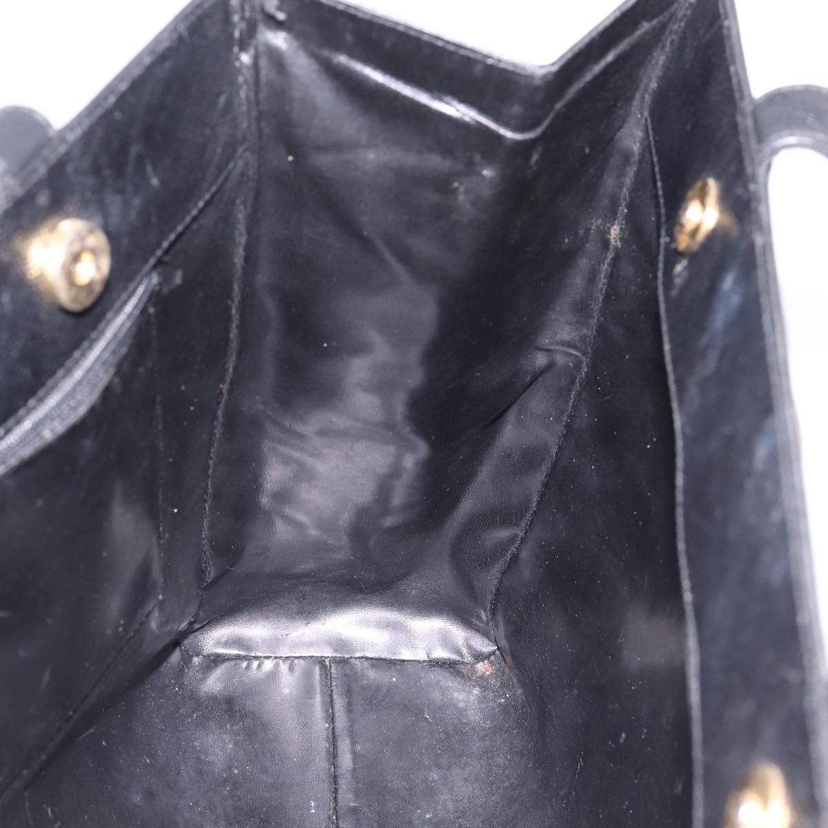 Salvatore Ferragamo Vala Tote Bag Leather Black Gold Auth 196268
