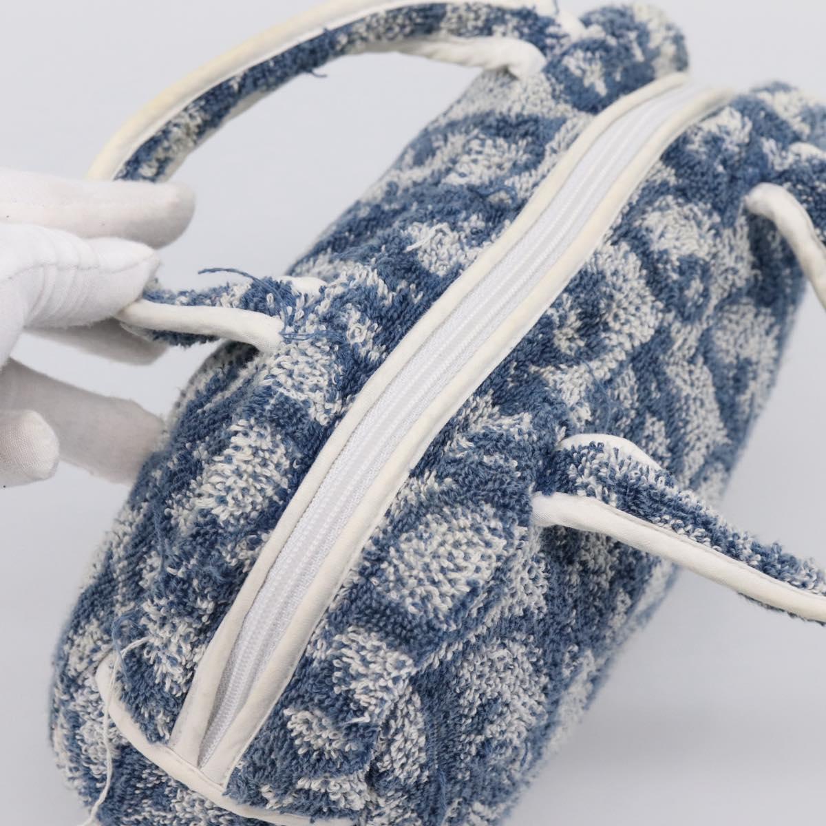 Christian Dior Trotter Canvas Hand Bag pile Blue Auth 196270A