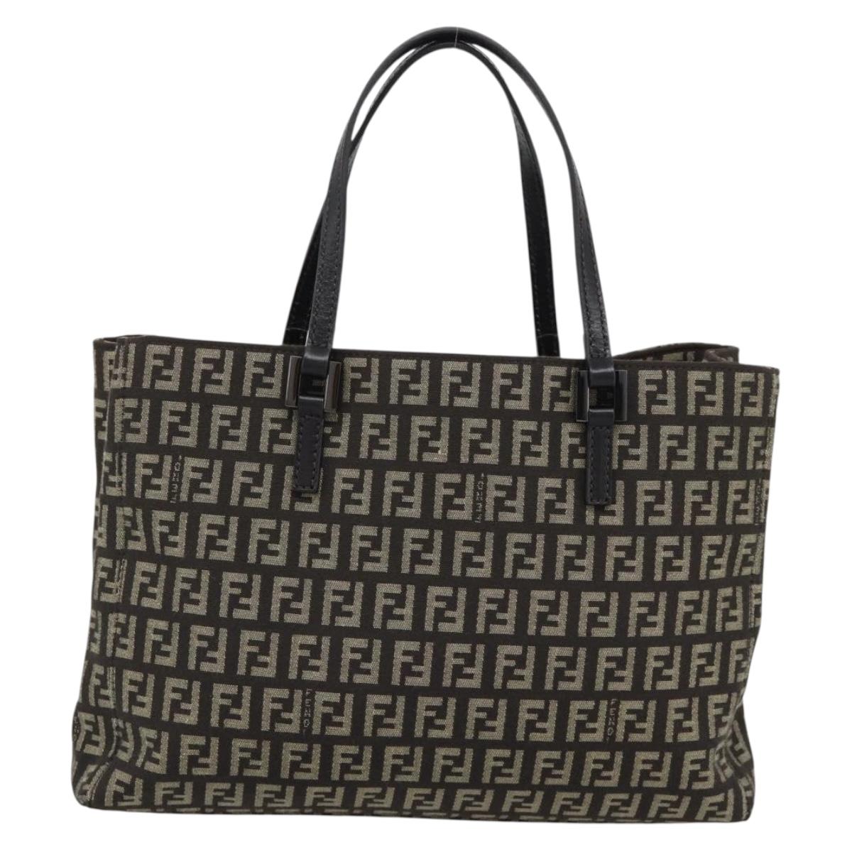 FENDI Zucchino Canvas Hand Bag Brown Auth 196271A