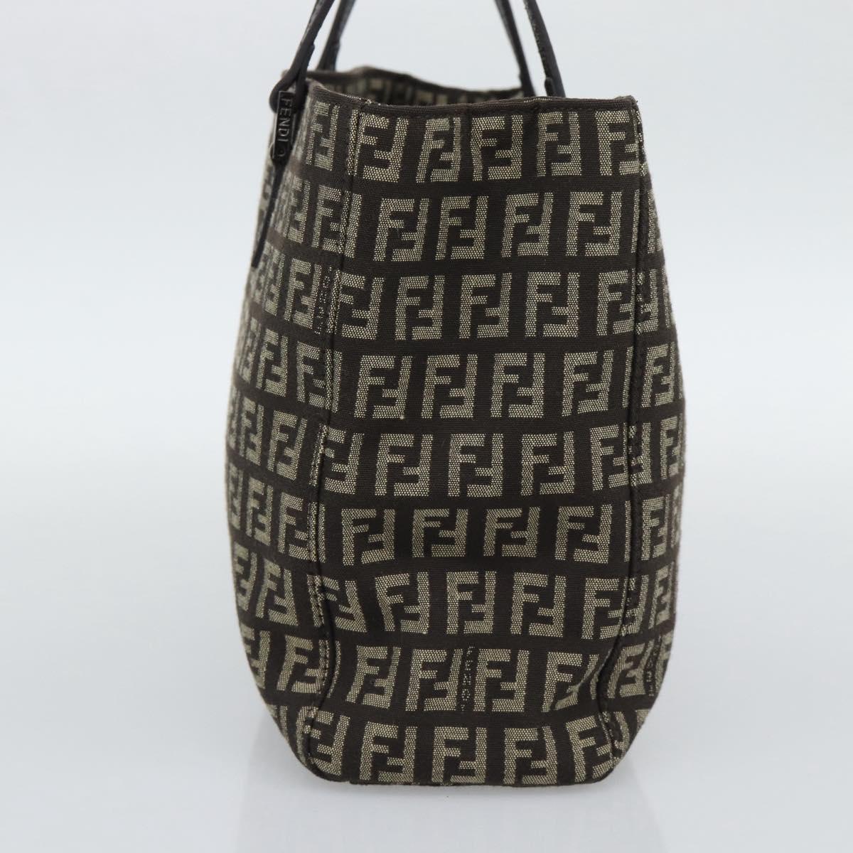 FENDI Zucchino Canvas Hand Bag Brown Auth 196271A