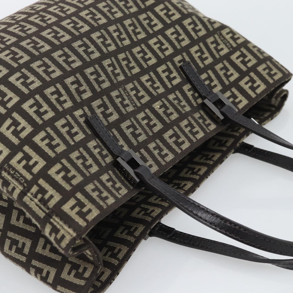 FENDI Zucchino Canvas Hand Bag Brown Auth 196271A