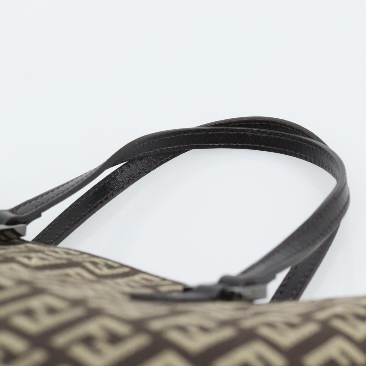 FENDI Zucchino Canvas Hand Bag Brown Auth 196271A