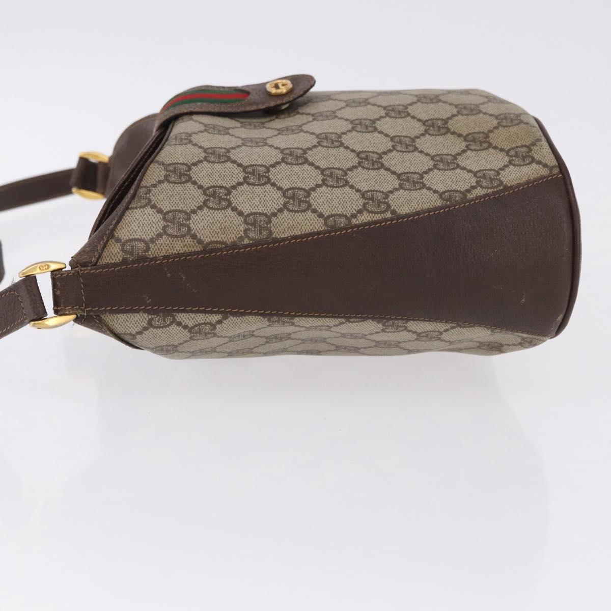 GUCCI GG Supreme Web Sherry Line Bag PVC Beige Gold 904 02 081 Auth 196276