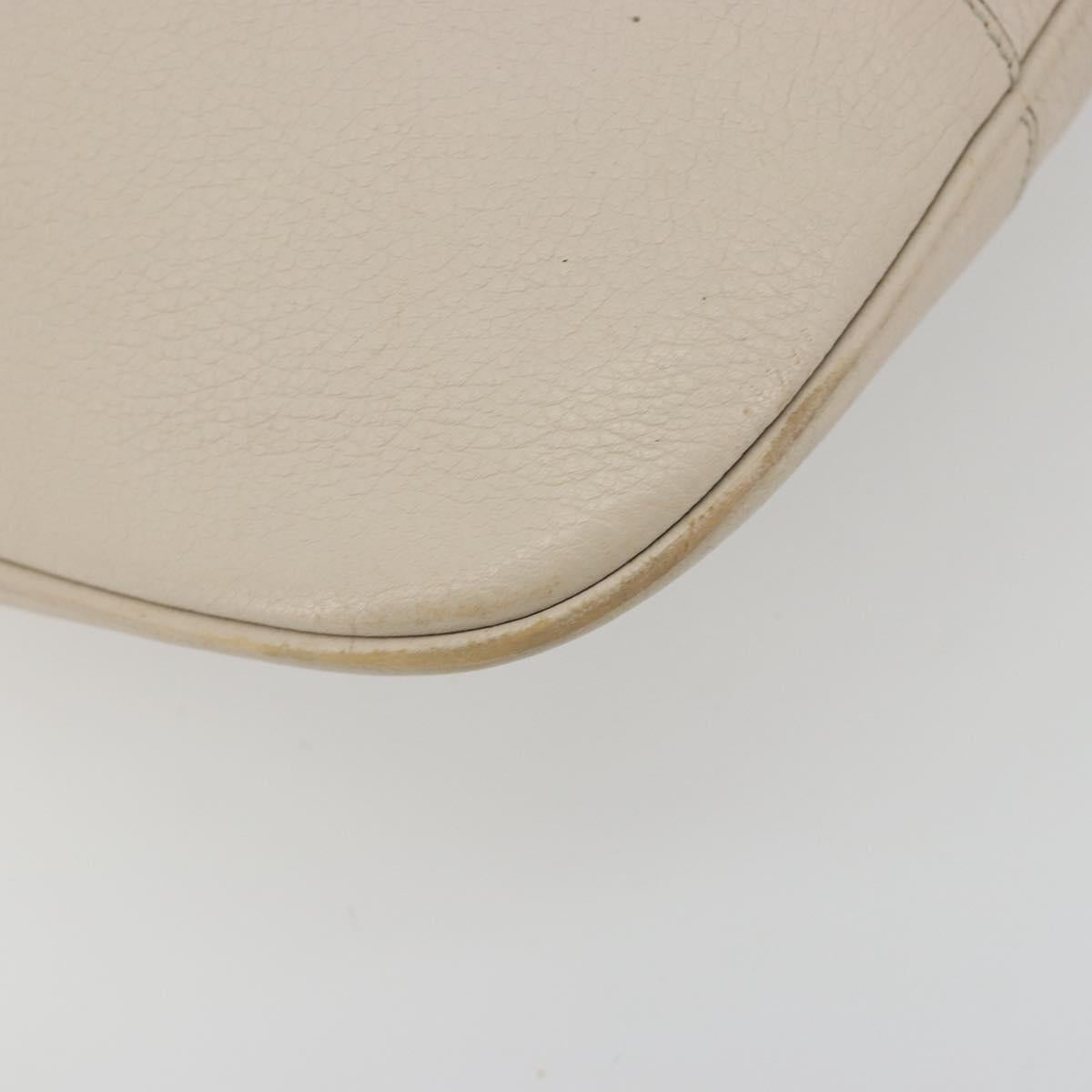 Salvatore Ferragamo Gancini Shoulder Bag Leather Ivory Silver Auth 196279