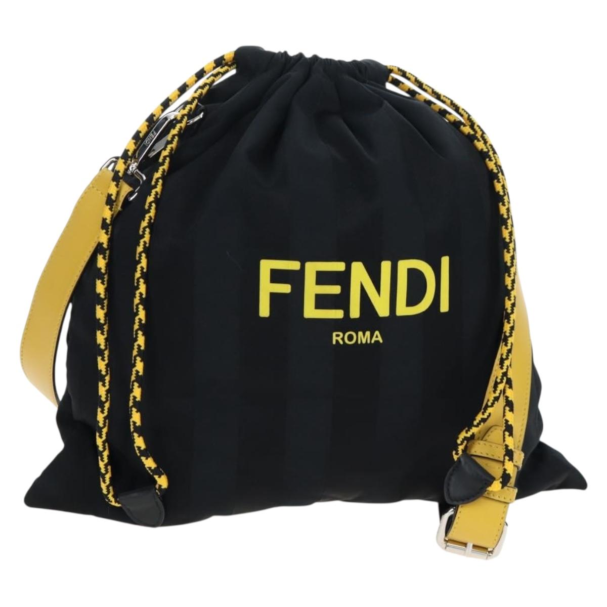 FENDI Pecan Canvas Pak Peking Shoulder Bag Nylon Silver Black Auth 196280M