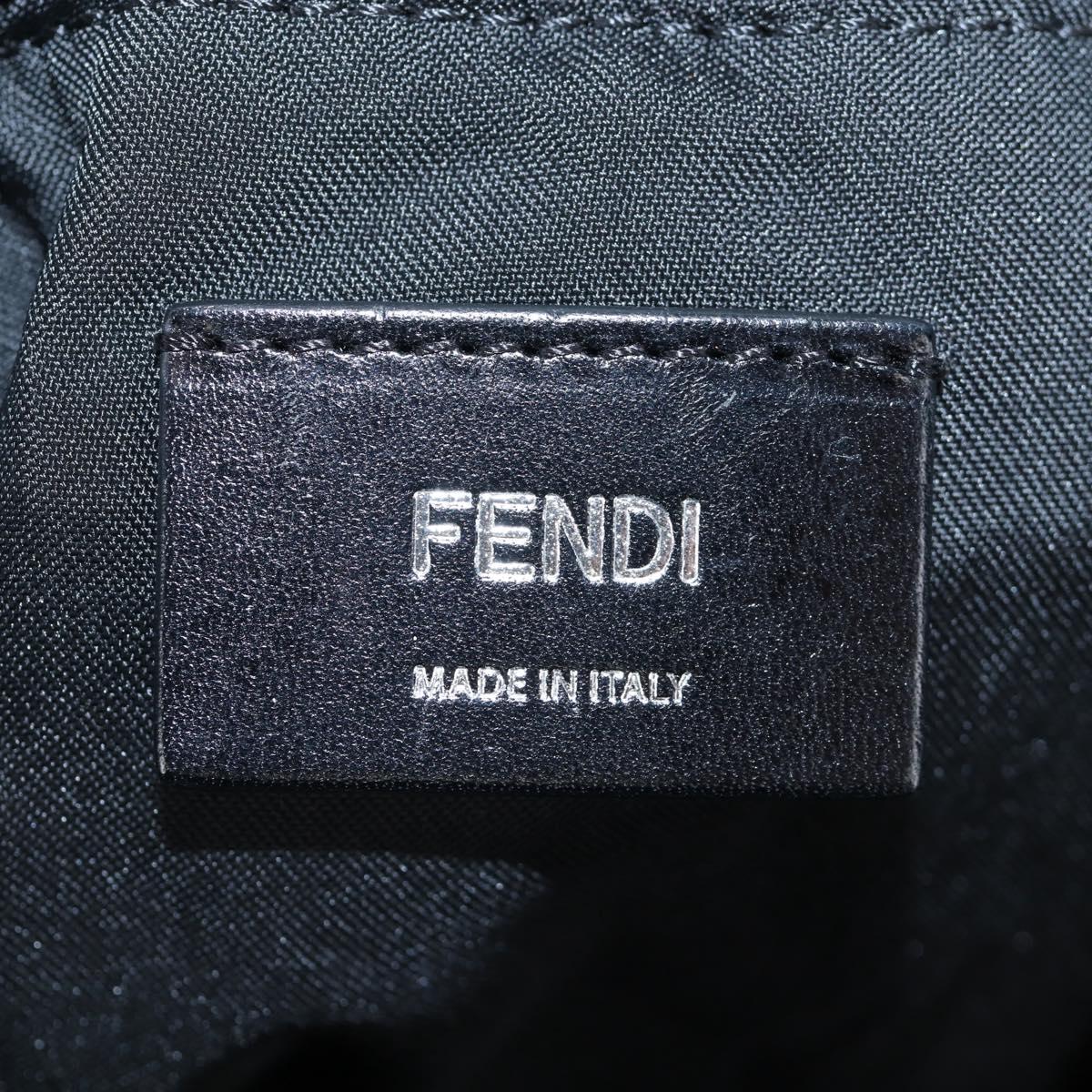 FENDI Pecan Canvas Pak Peking Shoulder Bag Nylon Silver Black Auth 196280M