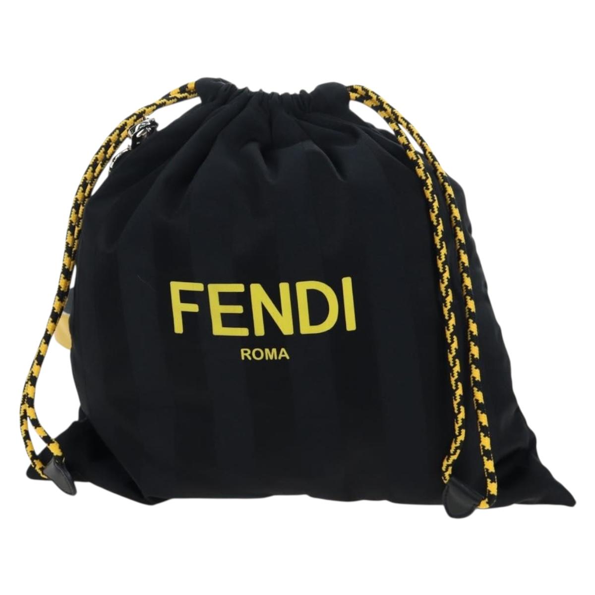 FENDI Pecan Canvas Pak Peking Shoulder Bag Nylon Silver Black Auth 196280M