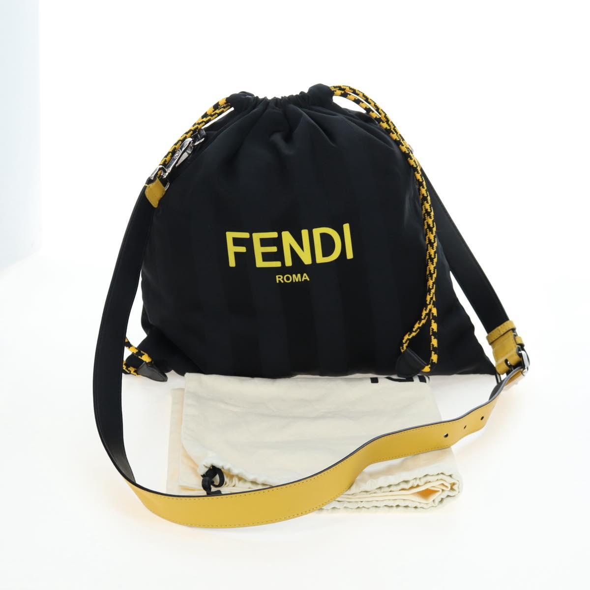 FENDI Pecan Canvas Pak Peking Shoulder Bag Nylon Silver Black Auth 196280M
