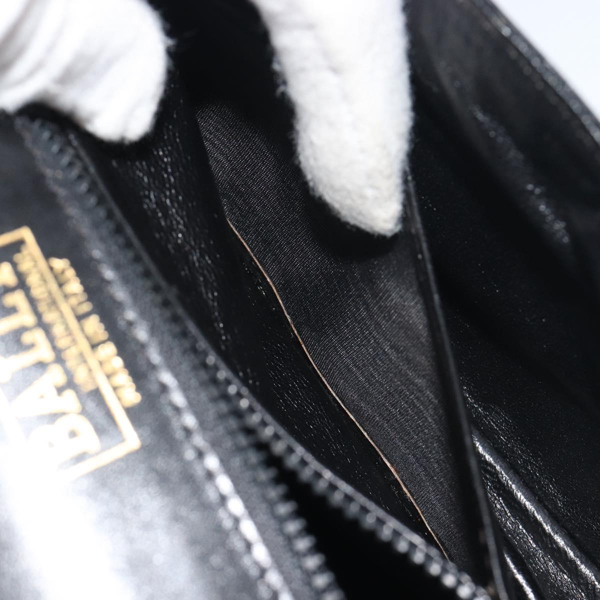 BALLY Chain Shoulder Bag Leather Black Gold Auth 196292